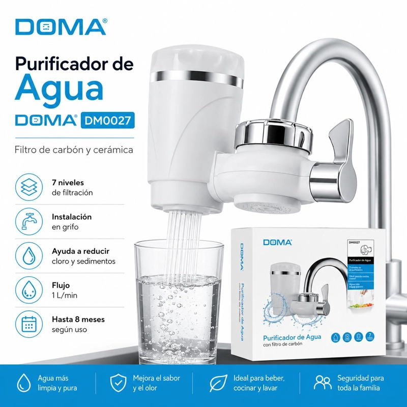 KIT PURIFICADOR DE AGUA CON FILTRO DE CARBON Y CERAMICA DOMA DM0027 - 7