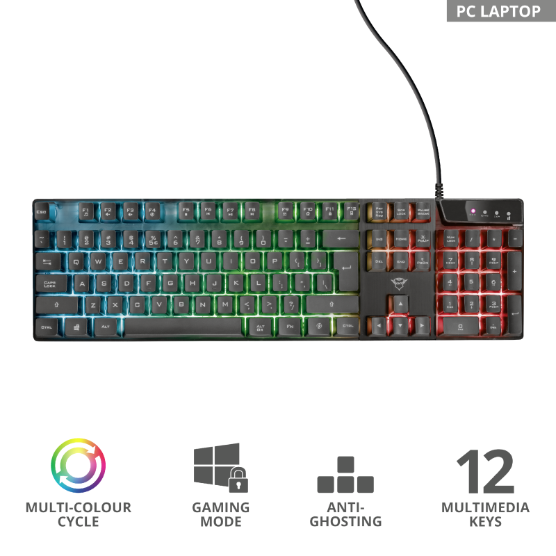 TECLADO GAMER UNIVERSAL TRUST 23823 AZOR GXT 835 RGB FULL ANTI GHOSTING - 7