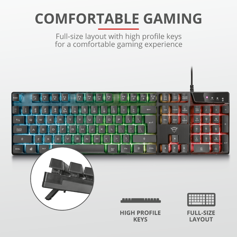 TECLADO GAMER UNIVERSAL TRUST 23823 AZOR GXT 835 RGB FULL ANTI GHOSTING - 8