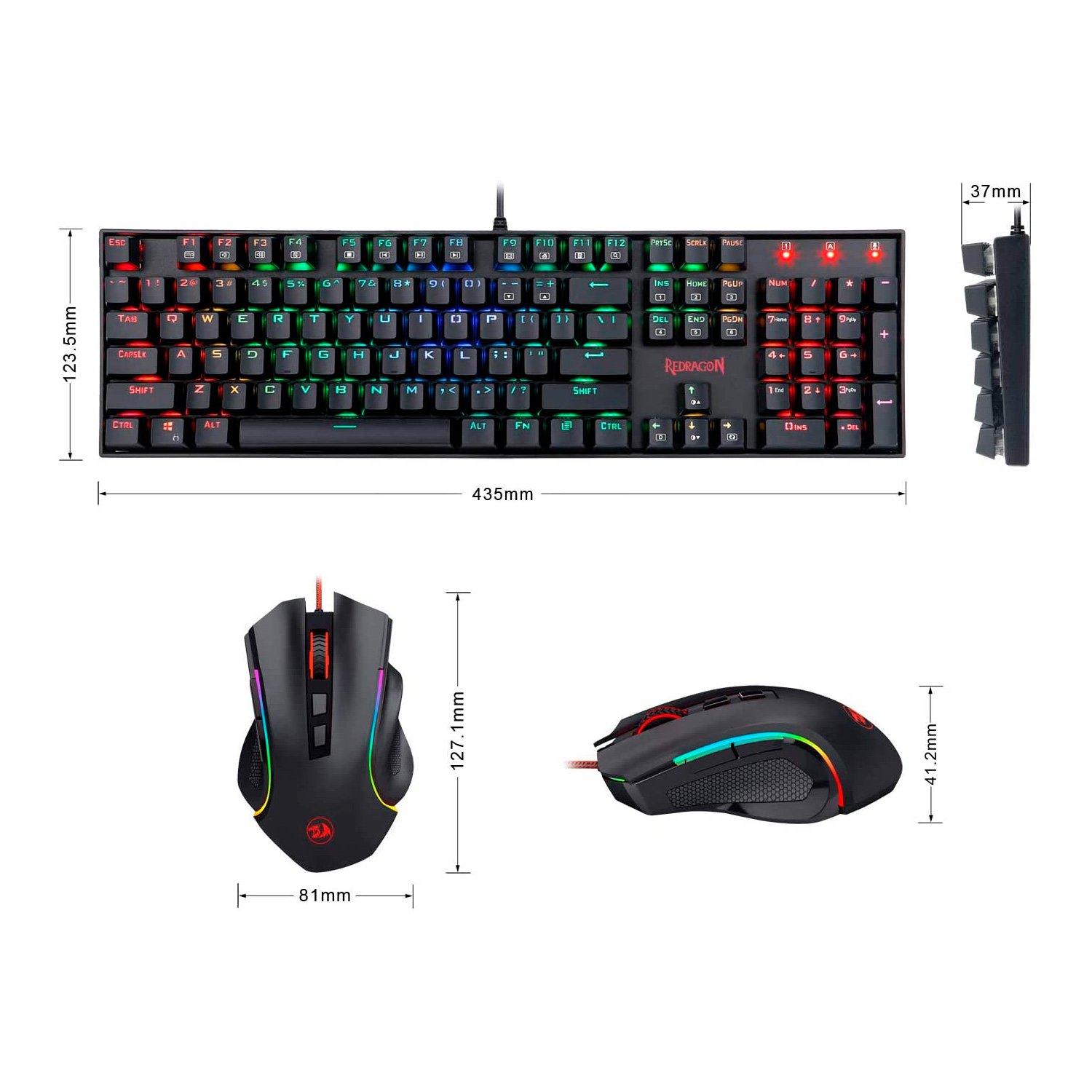 KIT GAMER UNIVERSAL REDRAGON TECLADO MECÁNICO MITRA + MOUSE GRIFFIN - 5