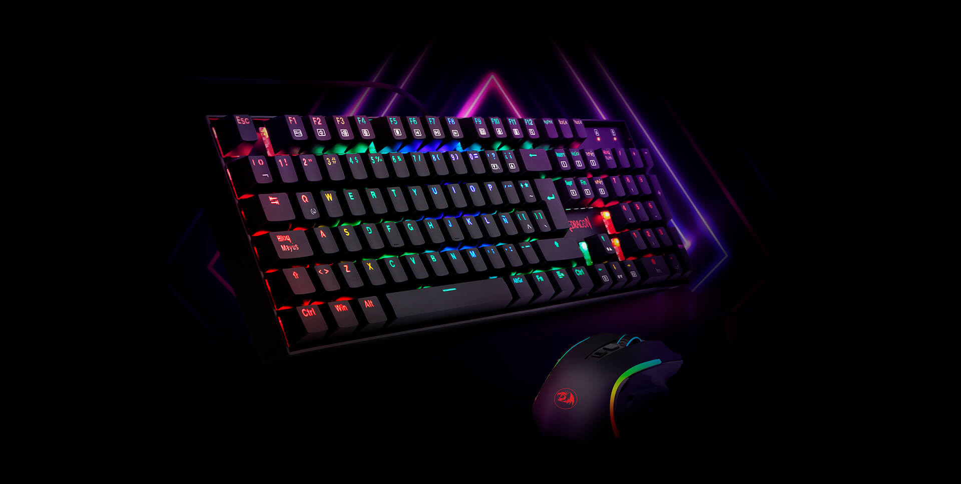 KIT GAMER UNIVERSAL REDRAGON TECLADO MECÁNICO MITRA + MOUSE GRIFFIN - 6