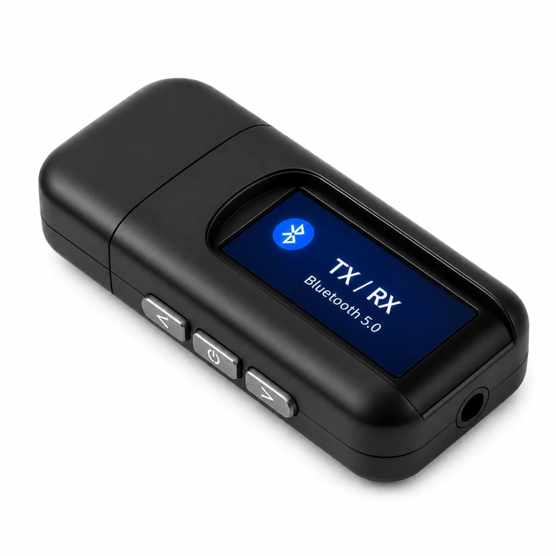 TRANSMISOR Y RECEPTOR BLUETOOTH TECNOLAB DE AUDIO Y DATOS RX - TX BT 5.0 PANTALLA LCD - 1