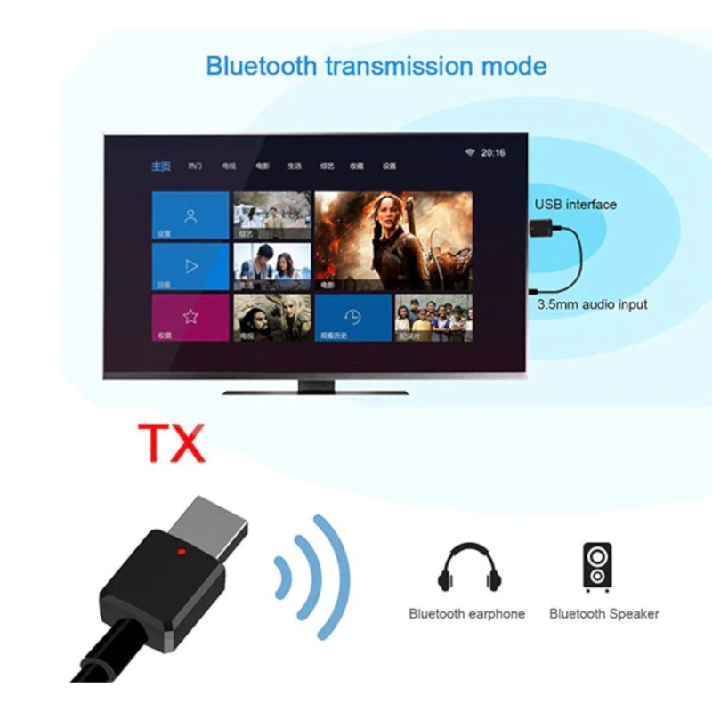 TRANSMISOR Y RECEPTOR BLUETOOTH TECNOLAB DE AUDIO Y DATOS RX - TX BT 5.0 PANTALLA LCD - 9