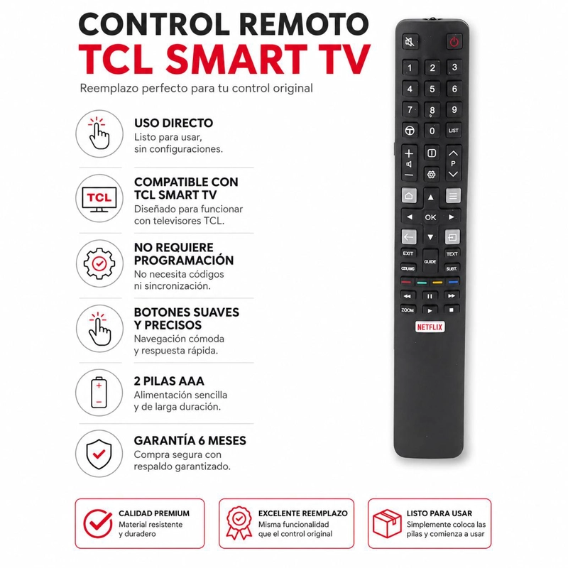 CONTROL REMOTO DBLUE TCL SMART TV IA ÚLTIMA GENERACIÓN TV25 - 7