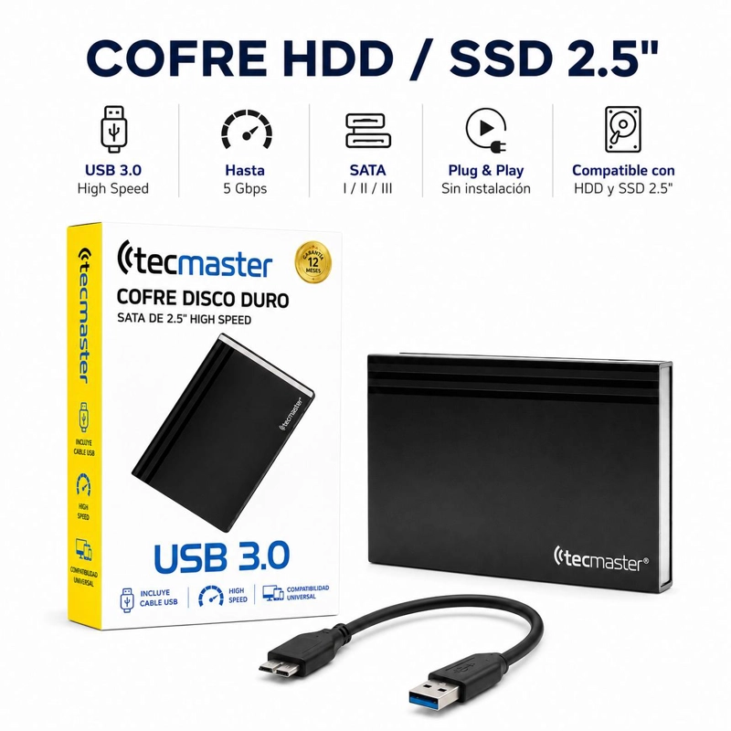 COFRE DISCOS TECMASTER DUROS Y SSD 2.5” USB 3.0 HIGH SPEED TM-100530 - 8