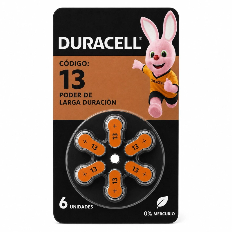 PILA DURACELL 13 DE AUDIOLOGIA DE LARGA DURACION (PACK DE 6) - 1