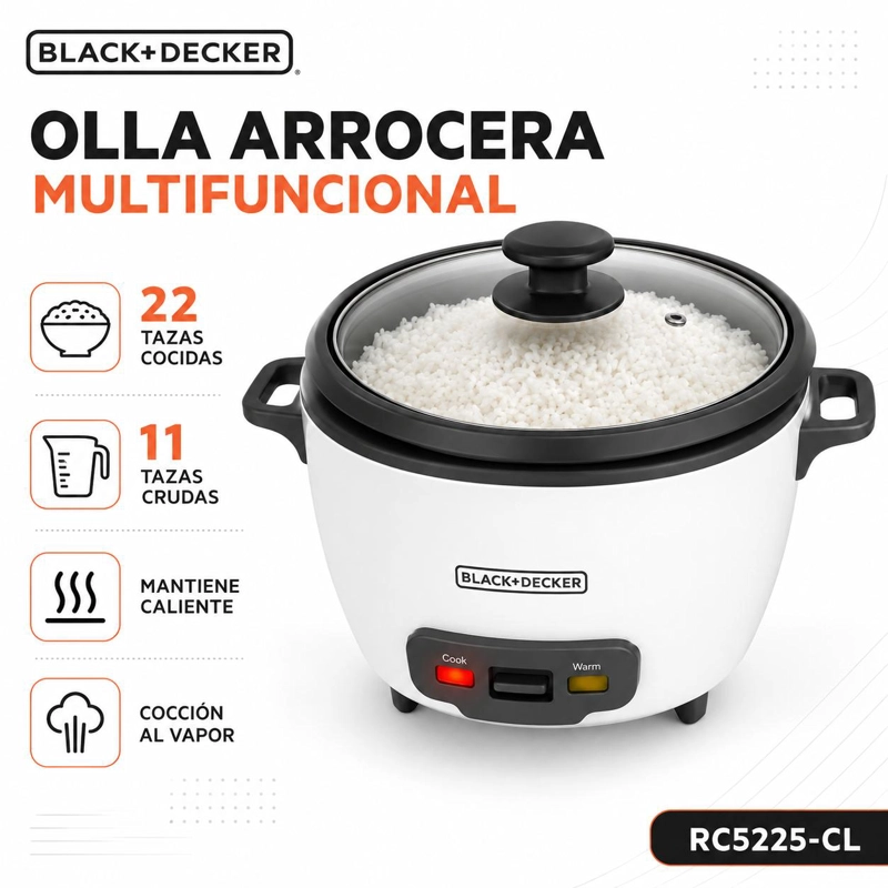 OLLA ELÉCTRICA ARROCERA MULTIFUNCIONAL BLACK+DECKER RC5225CL - 7