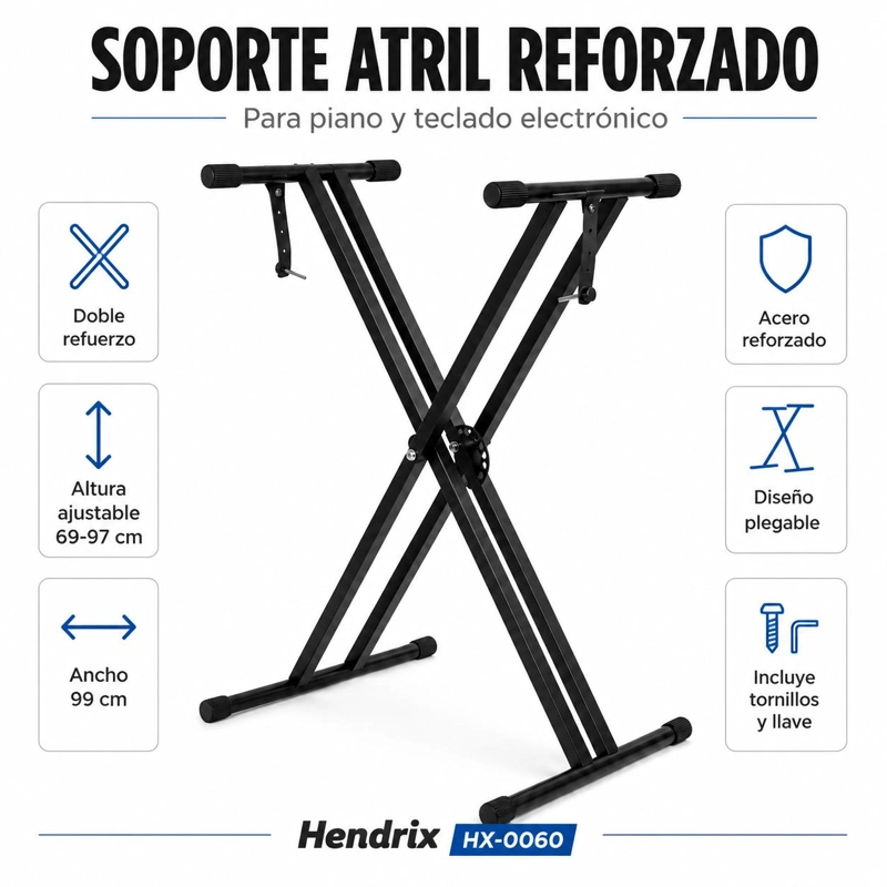 SOPORTE HENDRIX ATRIL PIANOS Y TECLADOS ELECTRÓNICOS REFORZADO HX-0060 - 6
