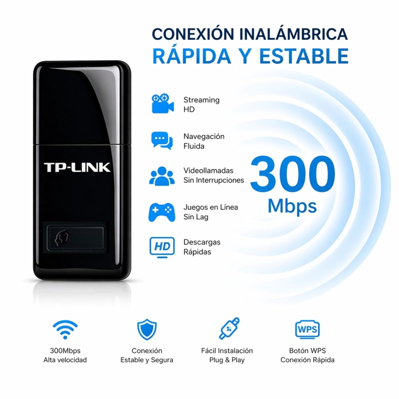 ADAPTADOR TP-LINK WIFI USB 300MBPS WN823N HIGH SPEED - 4