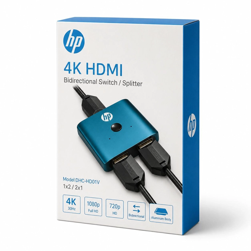 SWITCH ALÁMBRICO HP HDMI 4K PROFESIONAL DUAL PORT HUB HDMI DHC-HD01V - 1