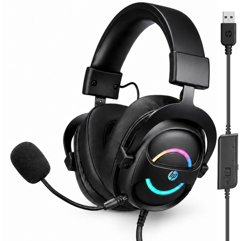 AUDÍFONOS GAMER HP HEADSET DHE8006 USB AUDIO 7.1 + ILUMINACIÓN RGB - 1