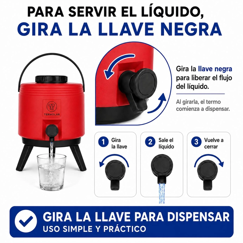 MAXI TERMO 6 LITROS TERMOLAR ROJO PARA AGUA CALIENTE Y FRIA - 6