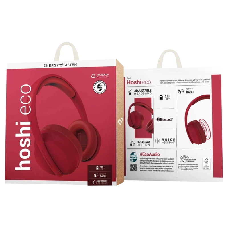 AUDÍFONOS ENERGY SISTEM HOSHI ECO LINE AUTONOMÍA 23H + ASSISTANT BLUETOOTH ROJO - 6