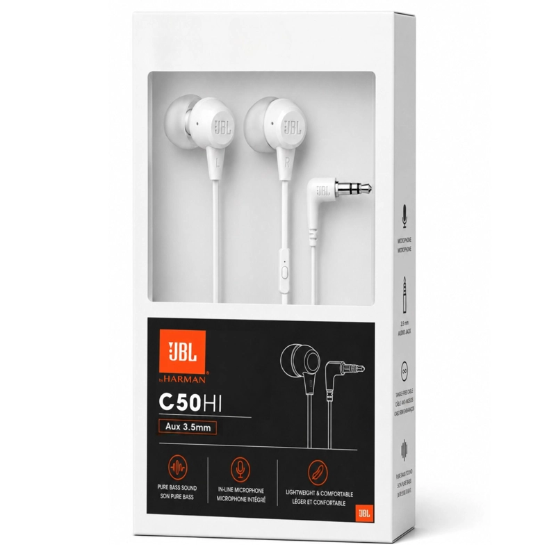 AUDÍFONOS JBL IN EAR MANOS LIBRES C50HI HARMAN BASS BLANCO - 7