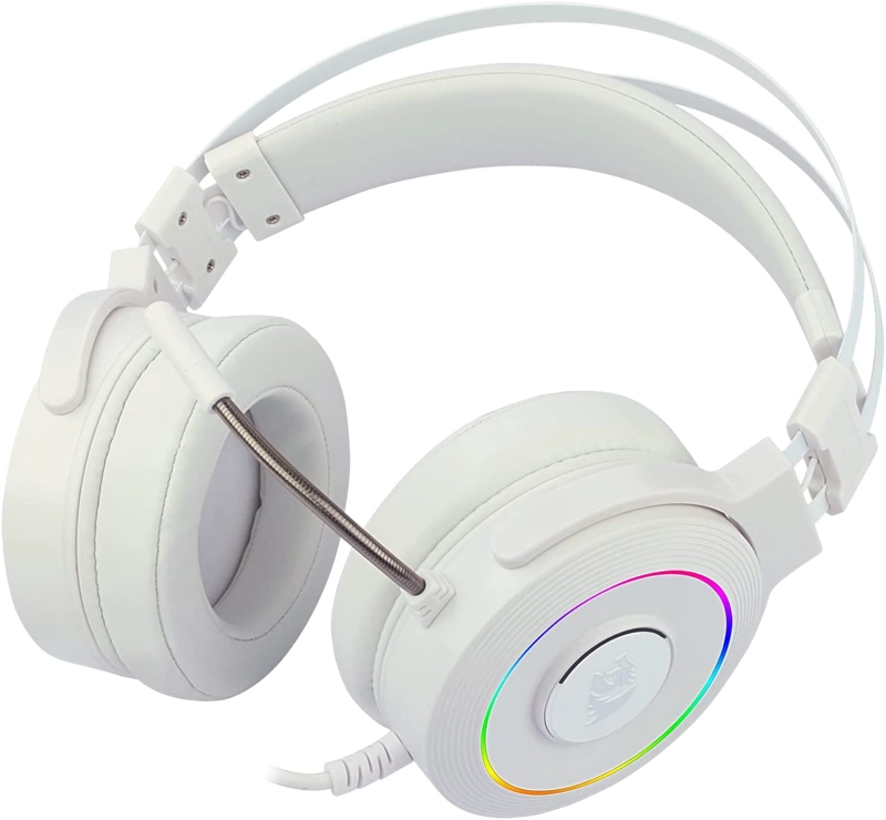 AUDÍFONOS REDRAGON H320W RGB USB LAMIA AUDIO 7.1 BLANCO INCLUYE SOPORTE - 4