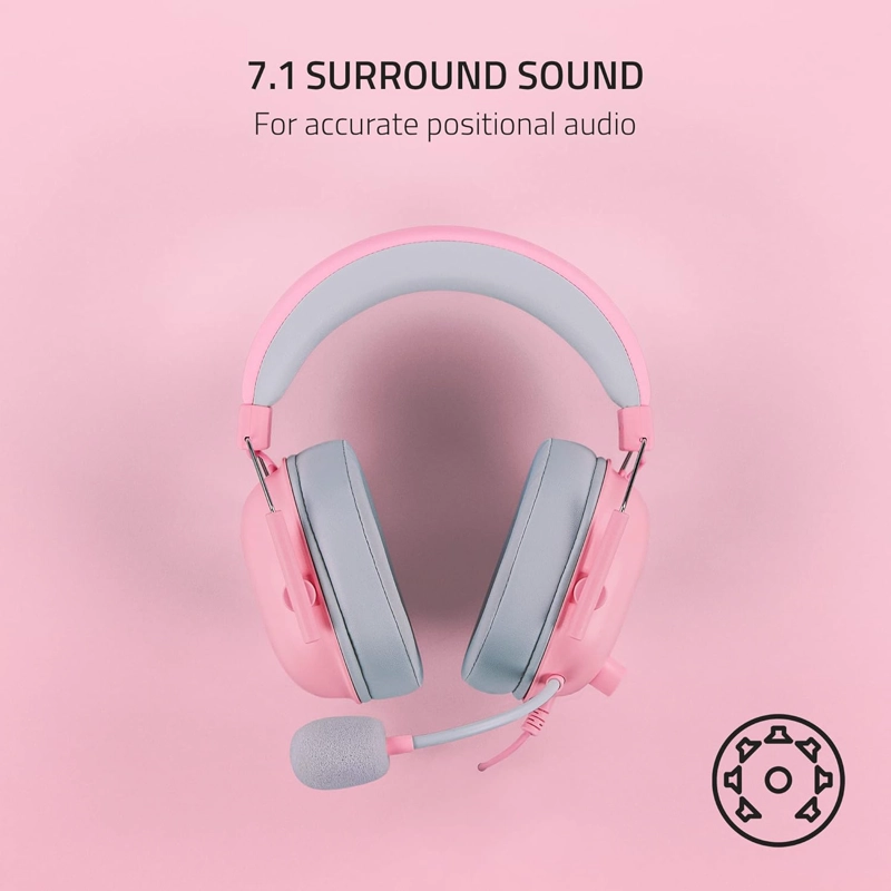 AUDÍFONOS RAZER RZ04-03240800-R3U1 BLACKSHARK V2 X QUARTZ MULTIPLATAFORMA ROSA - 8