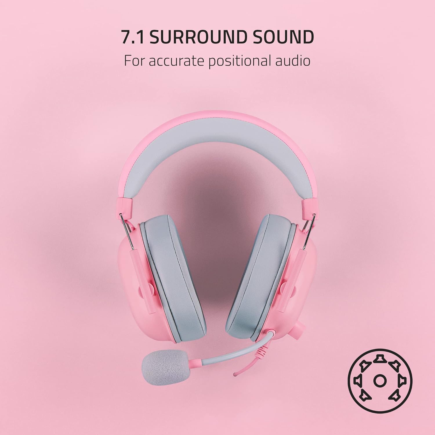 AUDÍFONOS RAZER RZ04-03240800-R3U1 BLACKSHARK V2 X QUARTZ MULTIPLATAFORMA ROSA - 8