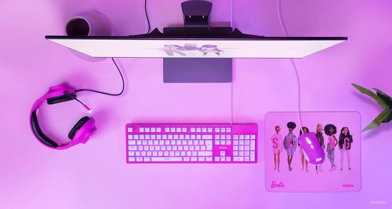 AUDÍFONOS GAMER KROM HEADSET KHALI BARBIE MULTIPLATAFORMA ROSADO - 8