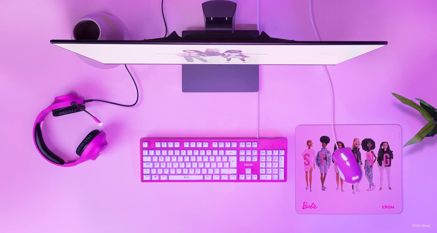 AUDÍFONOS GAMER KROM HEADSET KHALI BARBIE MULTIPLATAFORMA ROSADO - 8