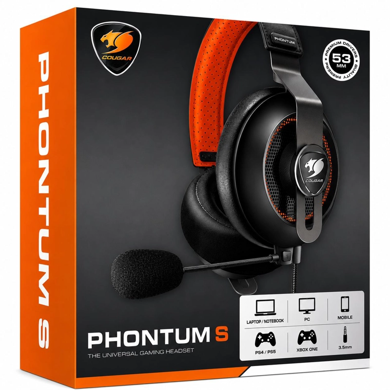 AUDÍFONOS GAMER COUGAR HEADSET PHONTUM S MULTIPLATAFORMA CONECTOR 53MM - 8