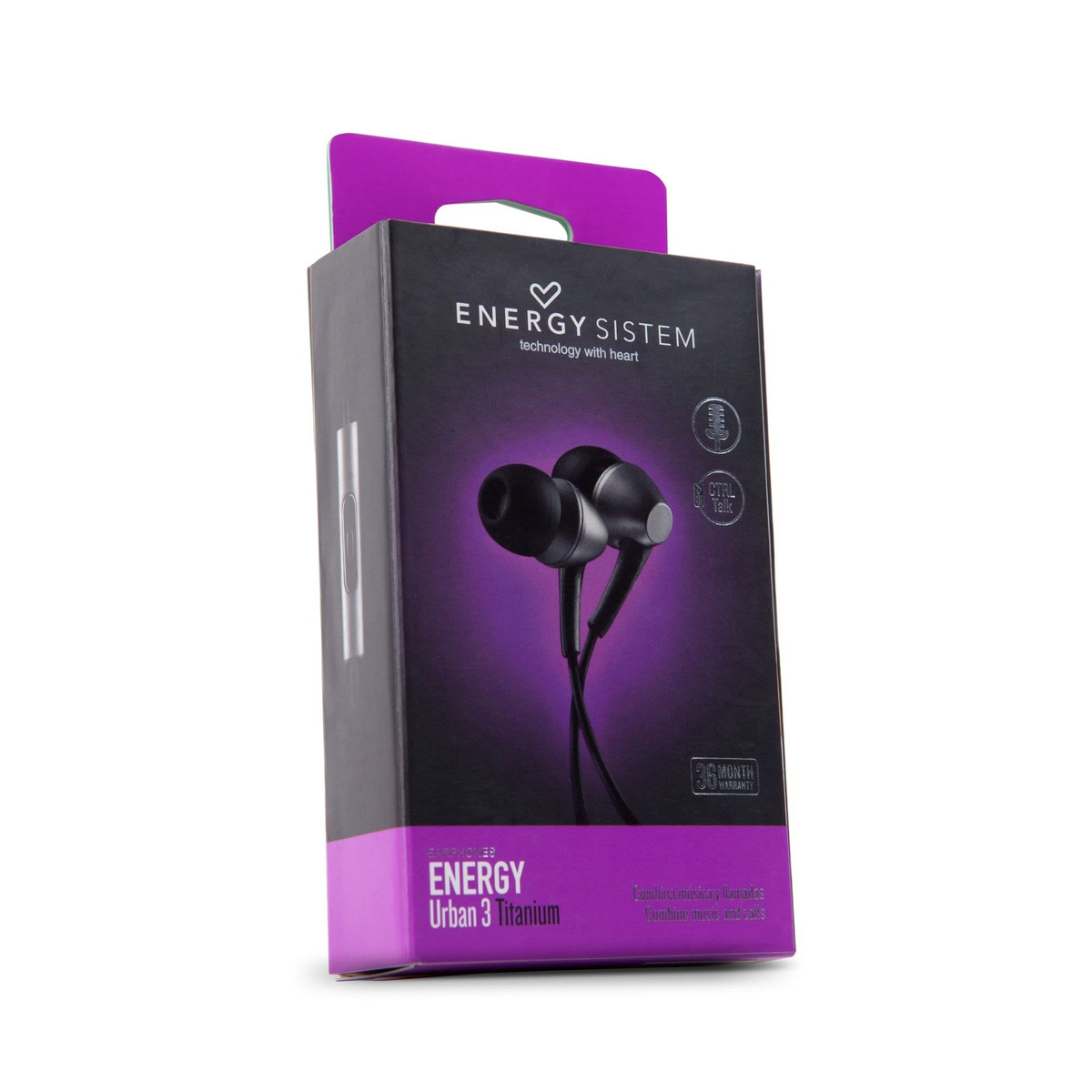 AUDÍFONOS ENERGY SISTEM URBAN 3 TITANIUM NEGRO MICRÓFONO - 5
