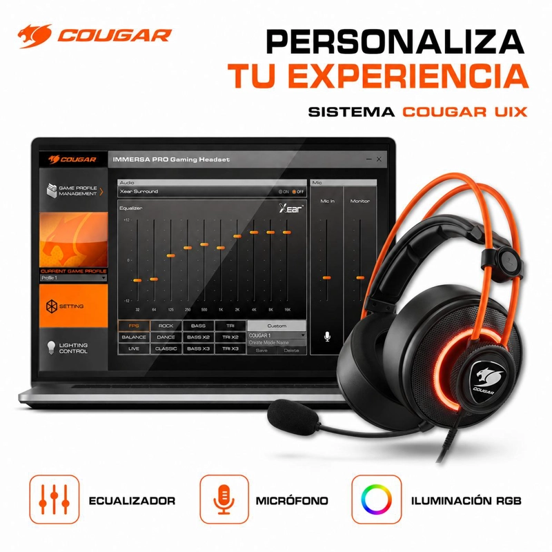 AUDÍFONOS COUGAR INMERSA PRO PRIX IMMERSA RGB USB 7.1 MULTIPLATAFORMA - 9
