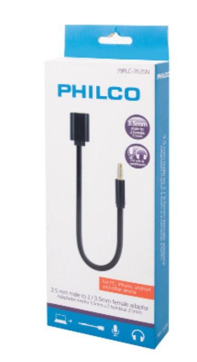 ADAPTADOR USB PHILCO AUDIO 3.5 MM A 2 SALIDAS 3.5 MM AUDIO Y MIC - 3