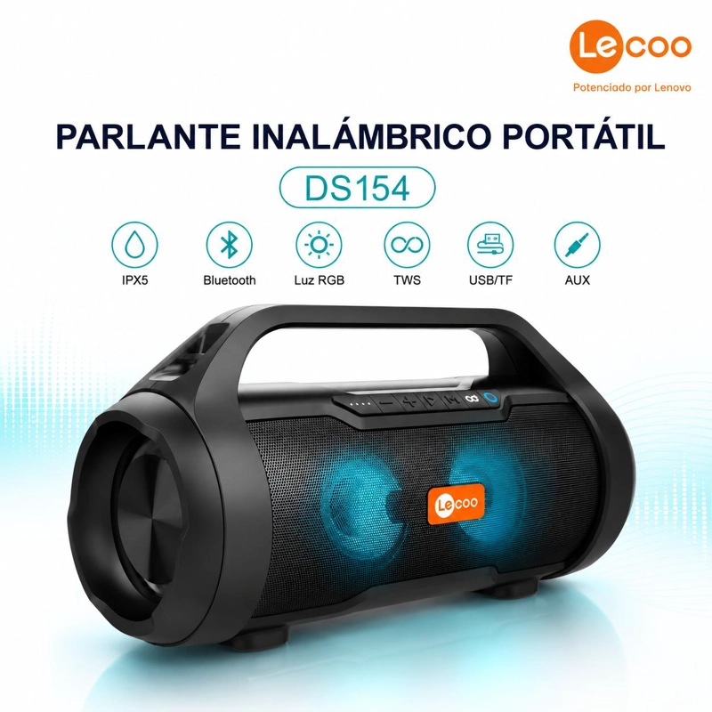 PARLANTE BLUETOOTH LENOVO PORTATIL LECO DS154 RETROILUMINADO - 5