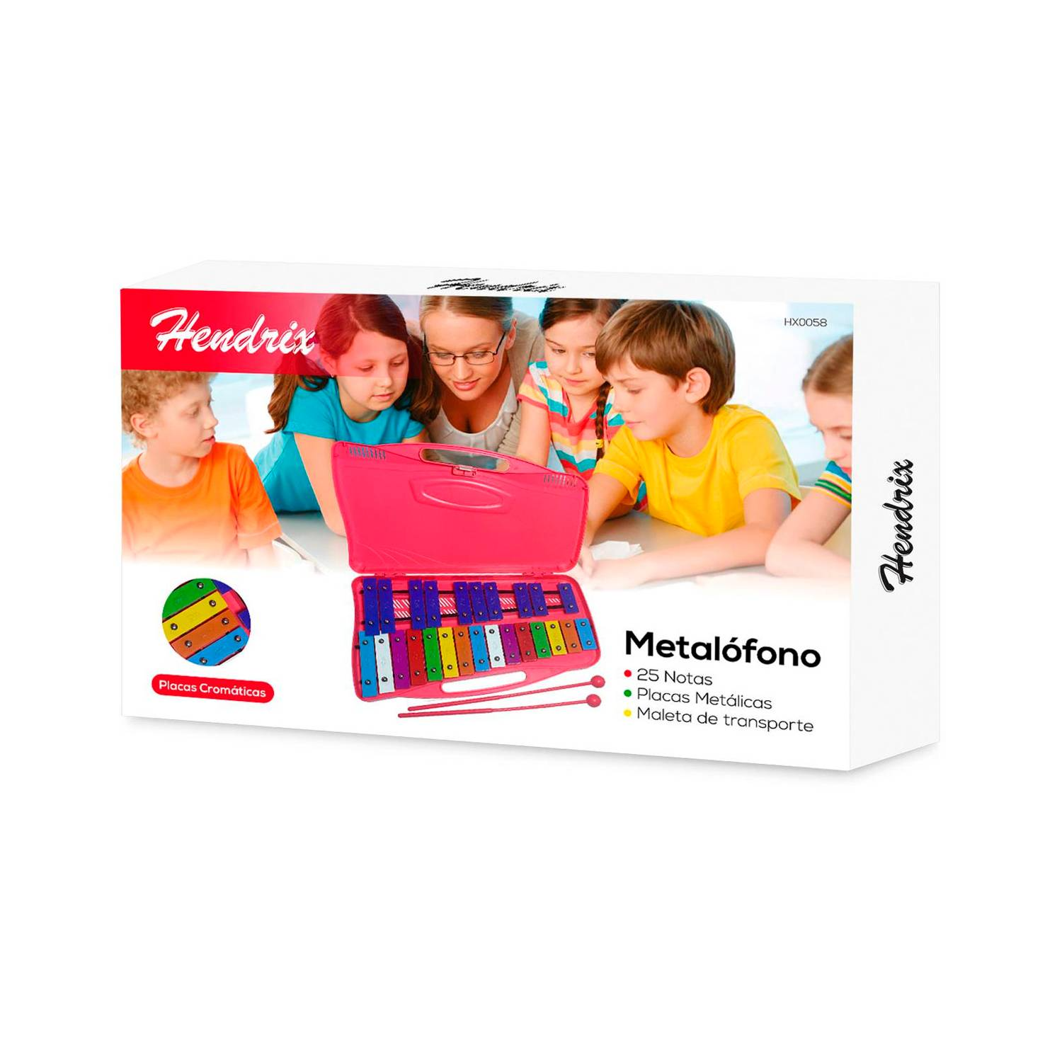 METALÓFONO HENDRIX 25 TONOS+ 2 BAQUETA HX0058 ROSADO - 4