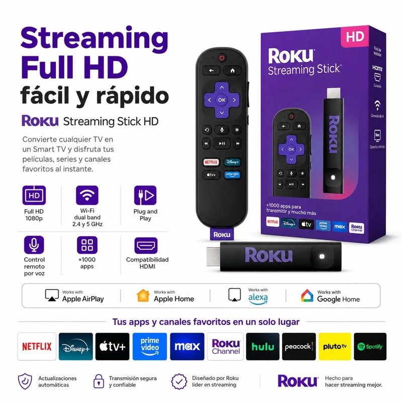 STREAMING ROKU FULL HD 1920 X 1080 3960 TV EXPRESS 1080P 60HZ DUAL WIFI 2G & 5G - 3