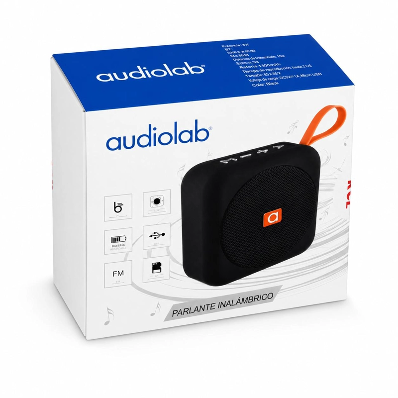 PARLANTE BLUETOOTH AUDIOLAB SPEAKERBT031N PORTATIL GO 5.0 RECARGABLE BLACK - 5