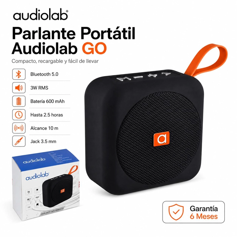 PARLANTE BLUETOOTH AUDIOLAB SPEAKERBT031N PORTATIL GO 5.0 RECARGABLE BLACK - 6