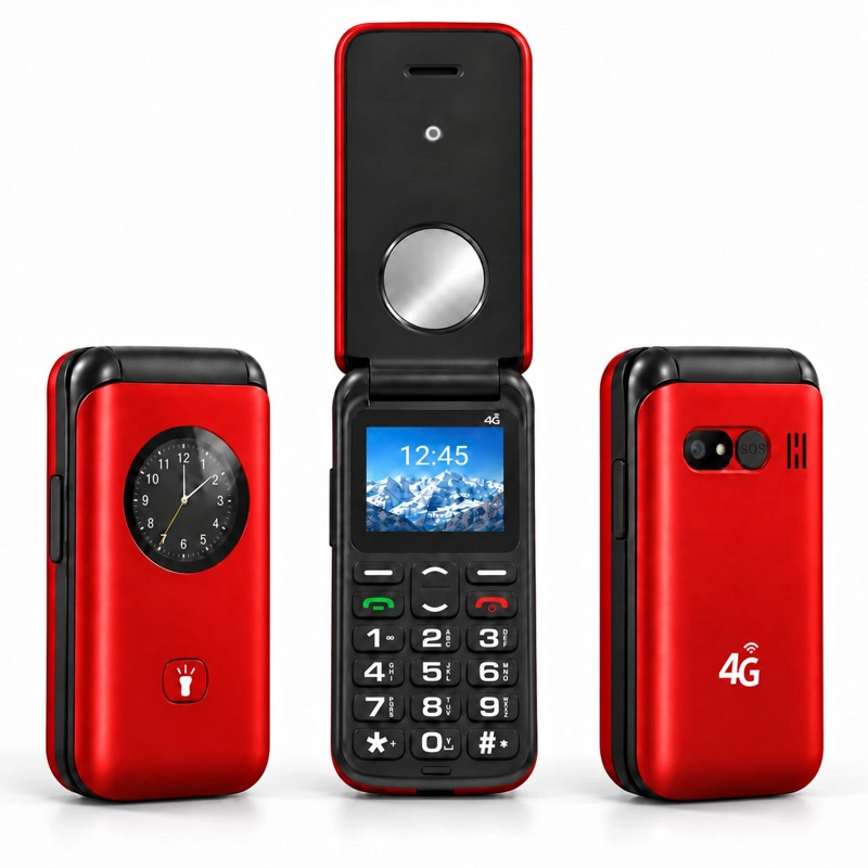 CELULAR ADULTO MAYOR 4G TIPO ALMEJA LIBERADO BOTON SOS ROJO - 1