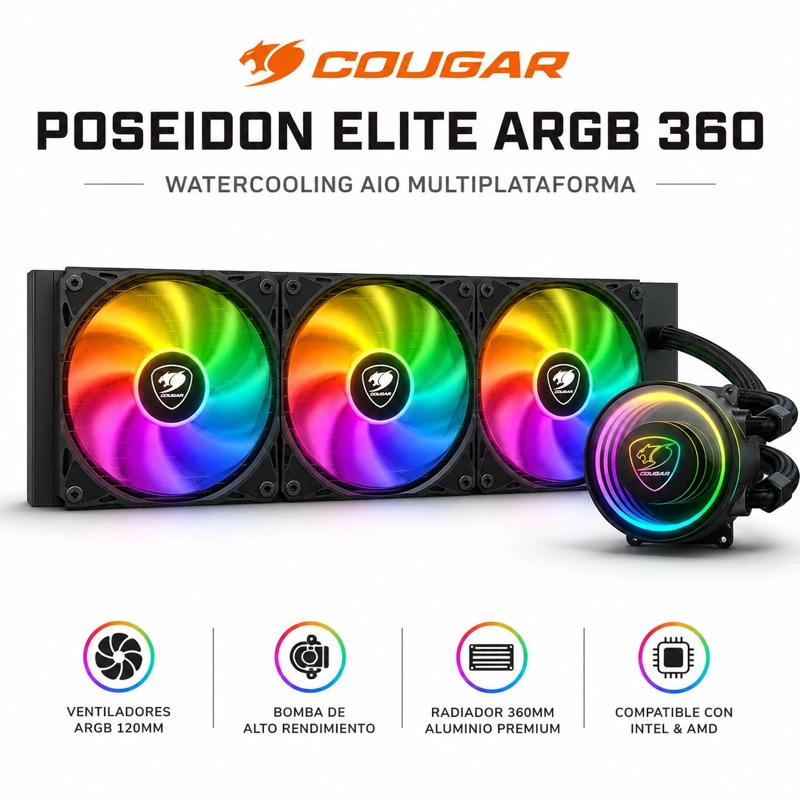 REFRIGERACION LIQUIDA COUGAR 360 FULL ARGB MULTIPLATAFORMAS - 8