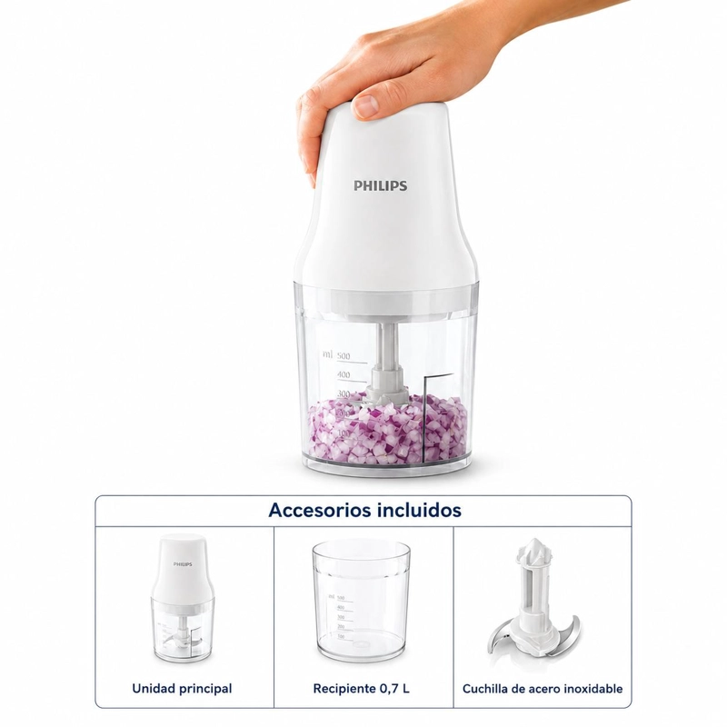 PICADORA PHILIPS HR1393 220V MULTIFUNCIONAL 700ML 450W INOX - 5