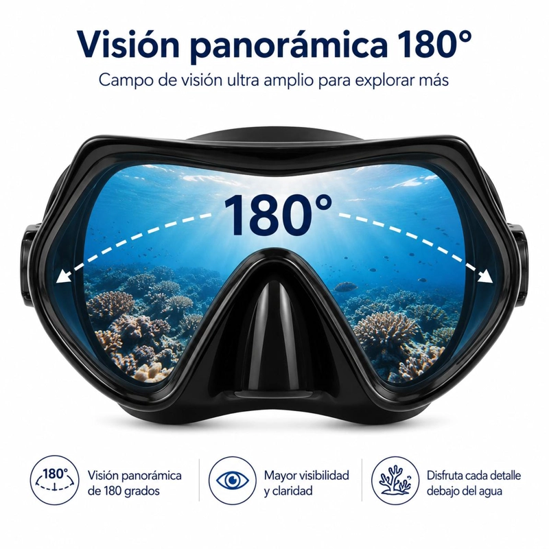 MASCARA DE BUCEO DBLUE ANTI FUGAS DE VIDRIO TEMPLADO CON SNORKEL - 6