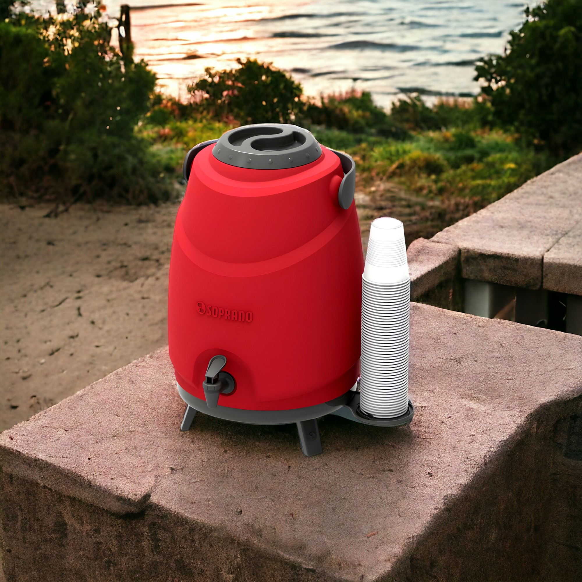 MAXI TERMO 12 LITROS SOPRANO ROJO PARA AGUA FRIA Y CALIENTE - 3