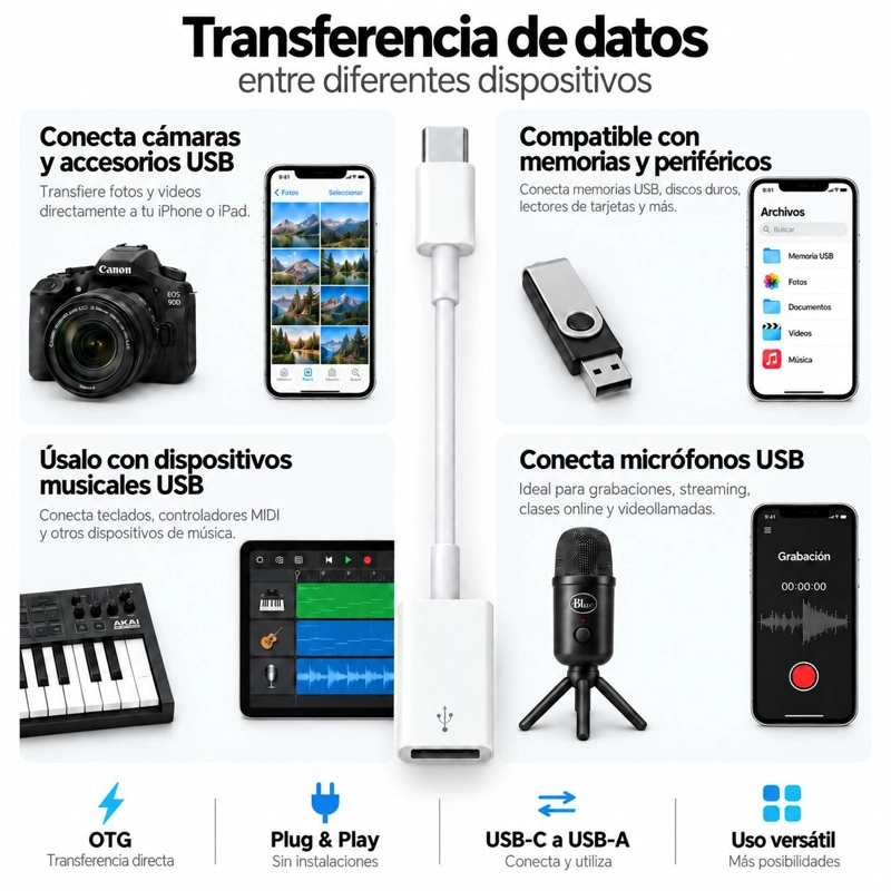 ADAPTADOR APPLE USB-C A USB-A OTG ORIGINAL - 5