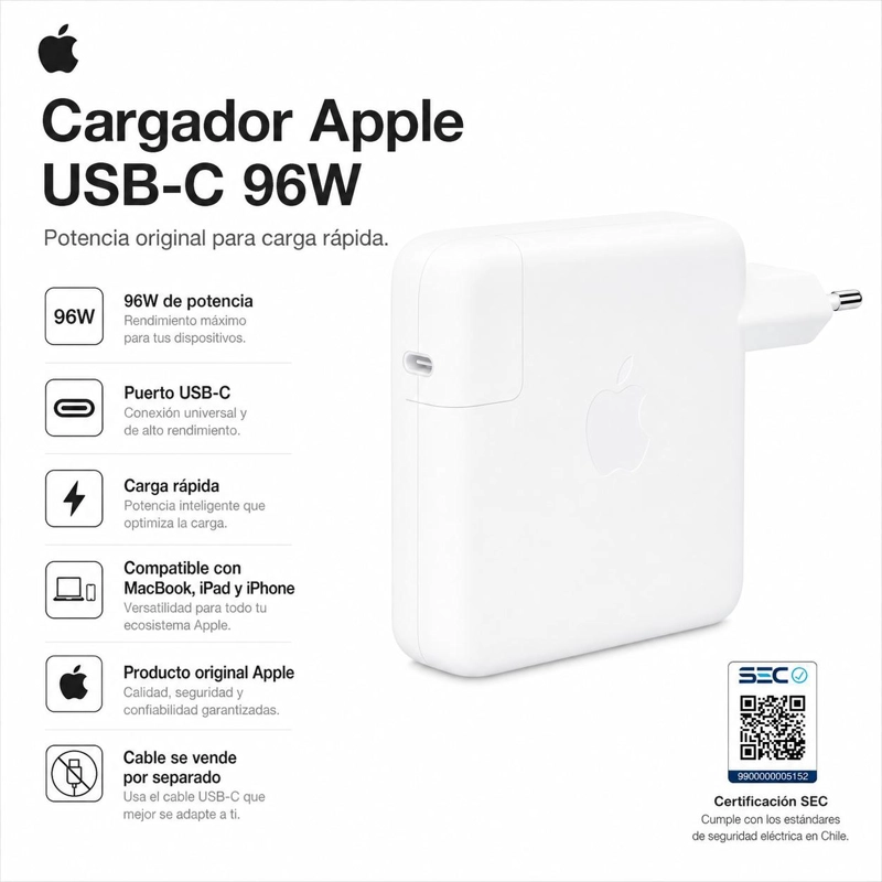 CARGADOR APPLE USB-C 70W HIGH POWER ORIGINAL - MQLN3CI - 5