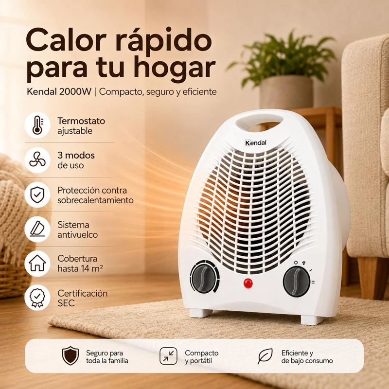 CALEFACTOR KENDAL 2000W FH-103T TERMOVENTILADOR HASTA 14M2 - 6