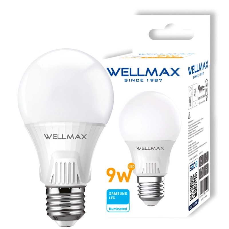 PACK OEM BALLET A60 9 W C DE 3 AMPOLLETAS WELLMAX E-27 9 W LUZ CALIDA LED SAMSUNG - 4