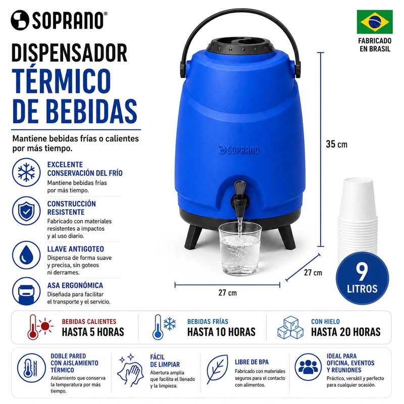MAXI TERMO 9LT SOPRANO BLUE ALTA EFICIENCIA WATER COLD & HOT - 5