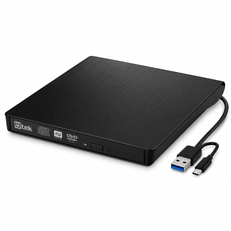 GRABADOR UTEK LECTOR EXTERNO CD/DVD DUAL USB USB-C RD12X - 4