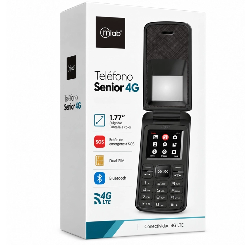 TELÉFONO MICROLAB SENIOR 9312 32 MB 32 MB RAM 1.3 MP 1 " 4G ADULTO MAYOR CON BOTON S.O.S MLAB BK - 8