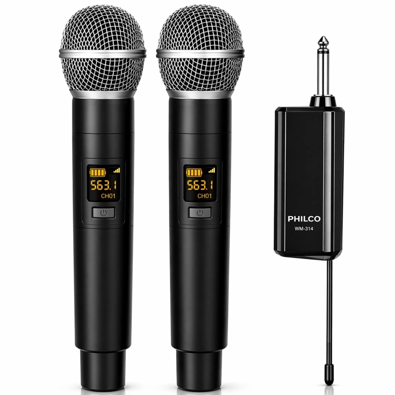 PACK DE MICRÓFONOS PHILCO INALÁMBRICOS UHF WM-314 HIFI EDITION - 1