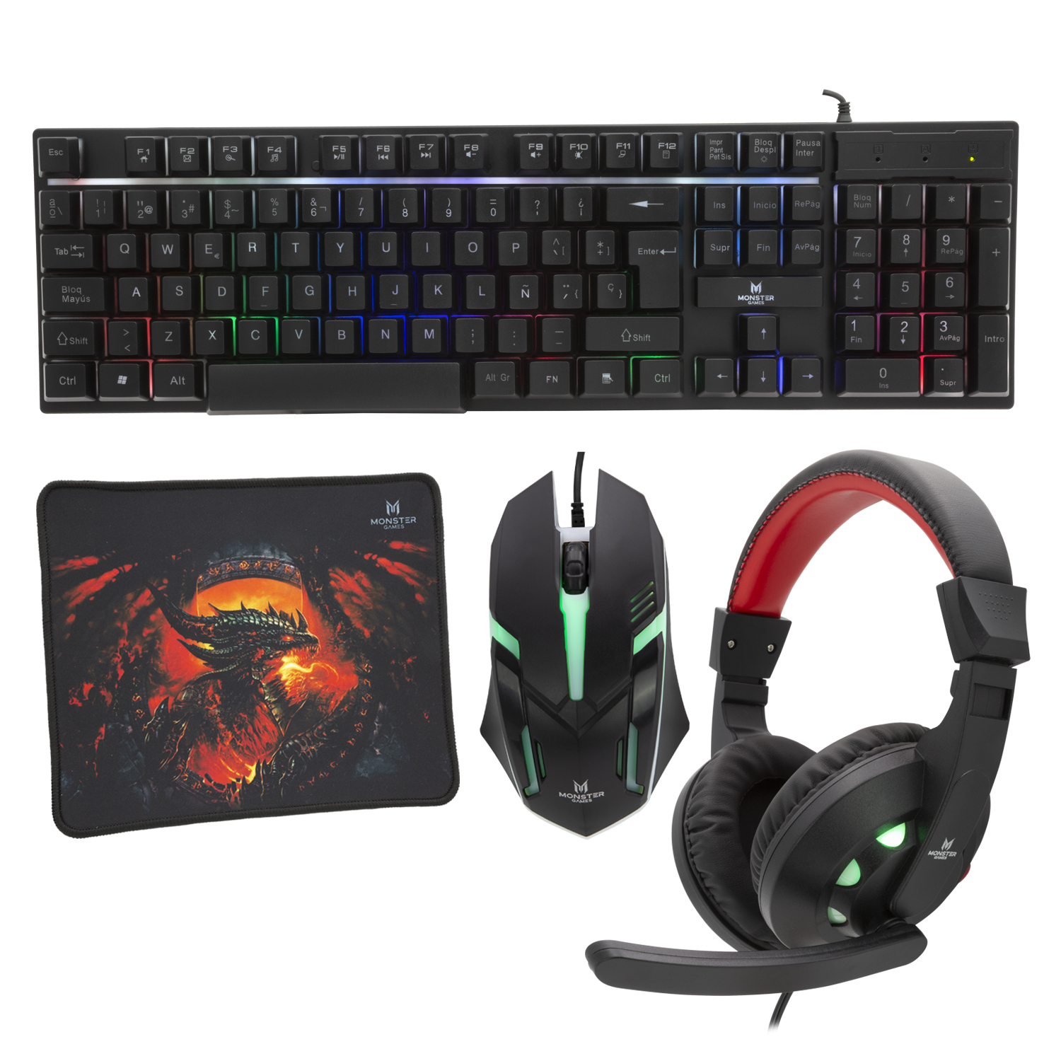 KIT PRO GAMER TECLADO RGB + MOUSE + AUDÍFONOS + PAD K4125 - 4