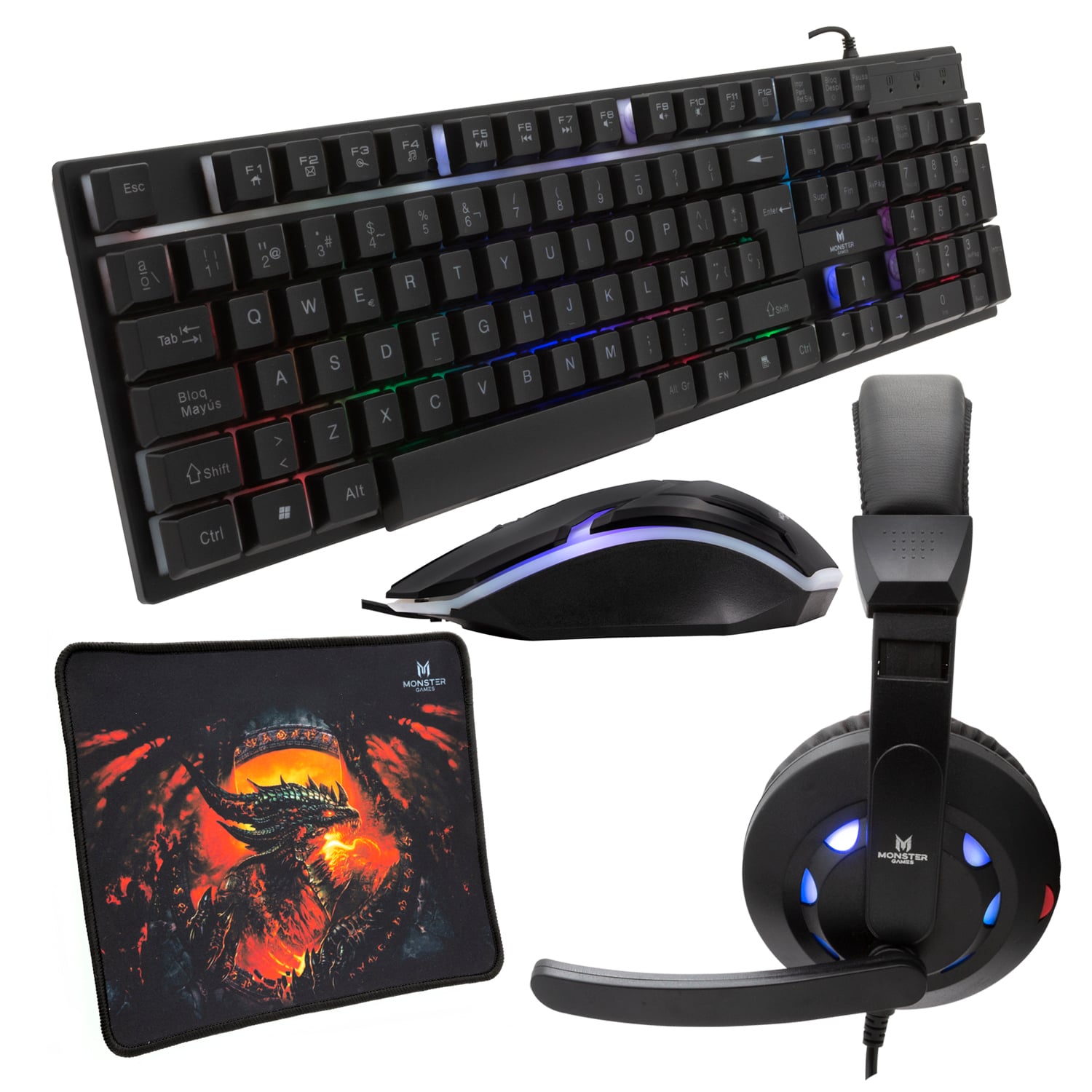 KIT PRO GAMER TECLADO RGB + MOUSE + AUDÍFONOS + PAD K4125 - 5