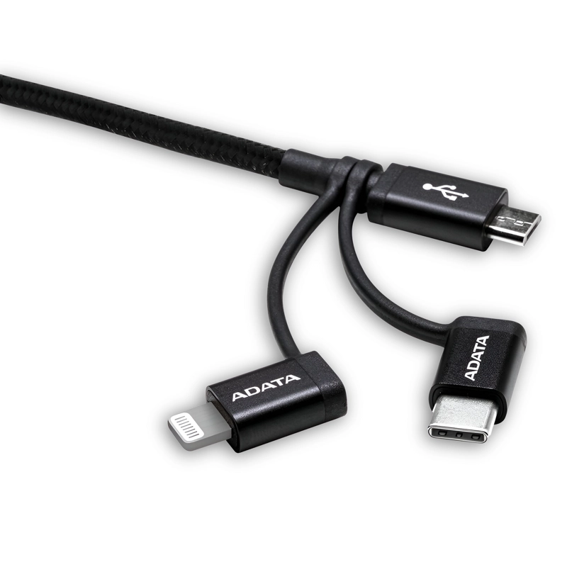 CABLE USB ADATA (3EN1)  USB-C + MICRO USB + LIGHTNING MFI 1M - 2