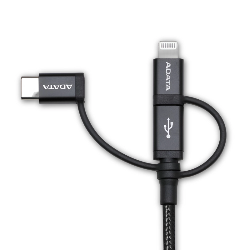 CABLE USB ADATA (3EN1)  USB-C + MICRO USB + LIGHTNING MFI 1M - 3