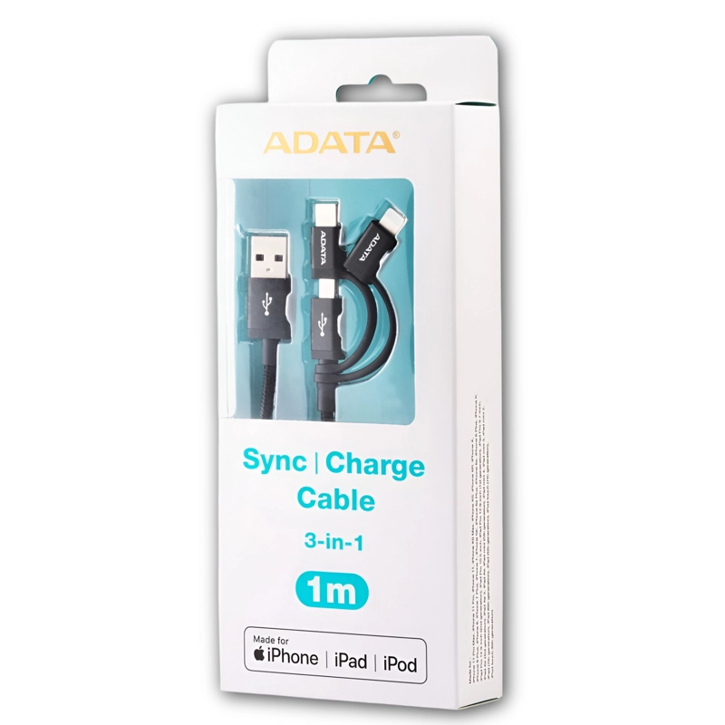 CABLE USB ADATA (3EN1)  USB-C + MICRO USB + LIGHTNING MFI 1M - 4